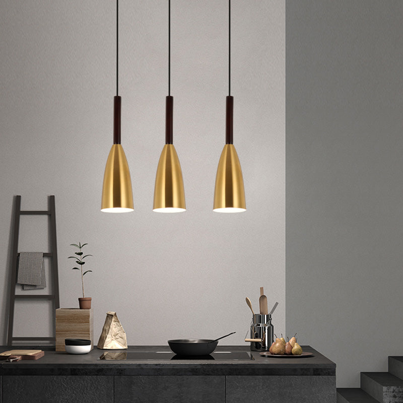 Metal Cord Hung Hanging Pendant Light Minimalist-Style Down Lighting Pendant in Gold