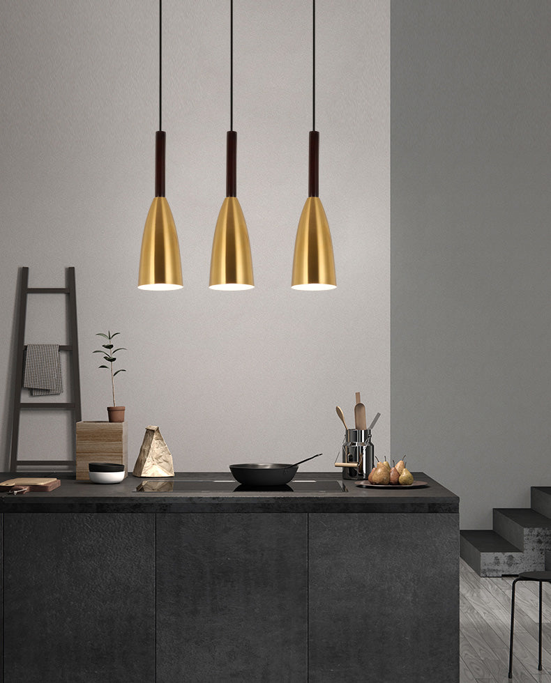 Metal Cord Hung Hanging Pendant Light Minimalist-Style Down Lighting Pendant in Gold