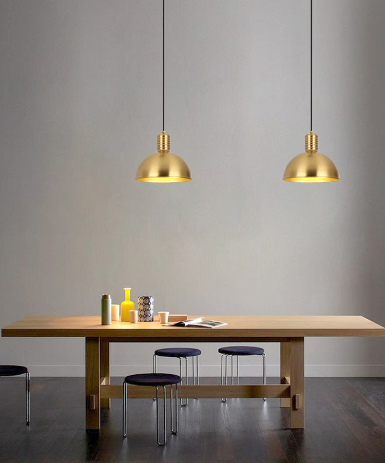 Metal Shaded Ceiling Pendant Light Contemporary Gold Suspension Pendant for Dinning Room