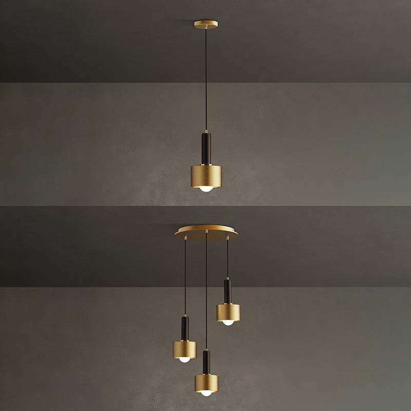 Contemporary Pendant Light Kit Gold Shaded Hanging Ceiling Light with Metal Shade
