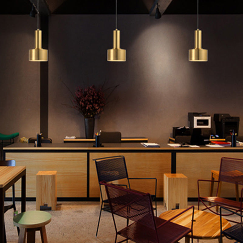 Restaurant Pendant Ceiling Light Minimalist Gold Hanging Lamp Kit with Cord Metal Shade