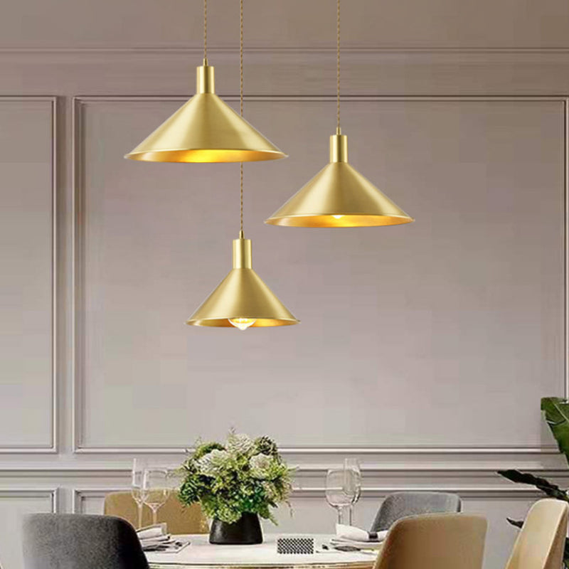 Nordic Shaded Ceiling Pendant Light Metal Dinning Room Down Lighting Pendant in Gold