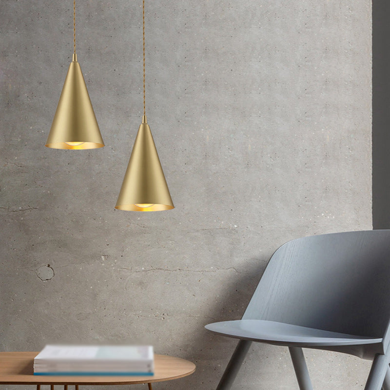 Nordic Shaded Ceiling Pendant Light Metal Dinning Room Down Lighting Pendant in Gold