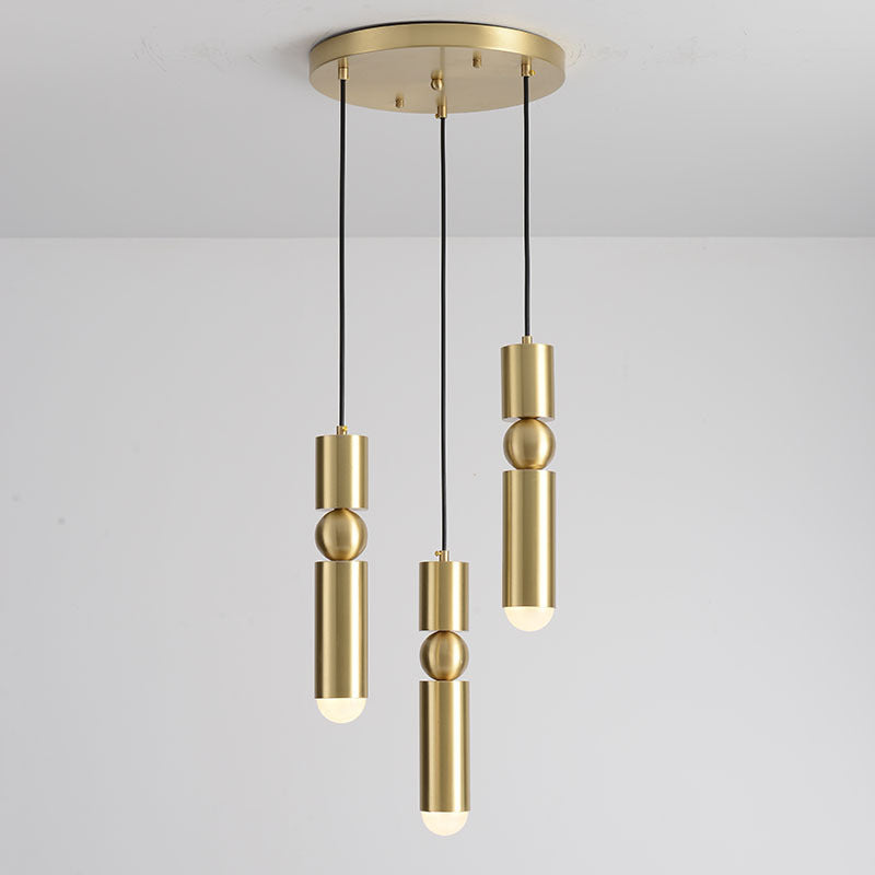 Gold Tubular Pendant Light Kit Simplicity Style Metal Pendant Light Fixture for Bedroom