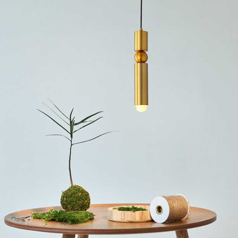 Gold Tubular Pendant Light Kit Simplicity Style Metal Pendant Light Fixture for Bedroom