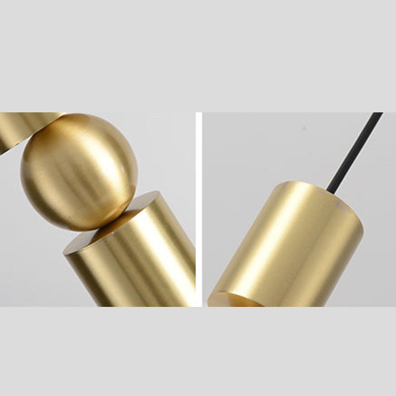 Gold Tubular Pendant Light Kit Simplicity Style Metal Pendant Light Fixture for Bedroom