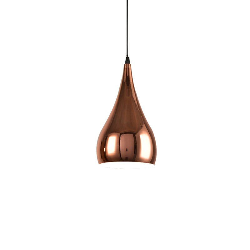 Shaded Dinning Room Pendant Ceiling Light Metal Nordic Hanging Ceiling Light in Rose-Gold