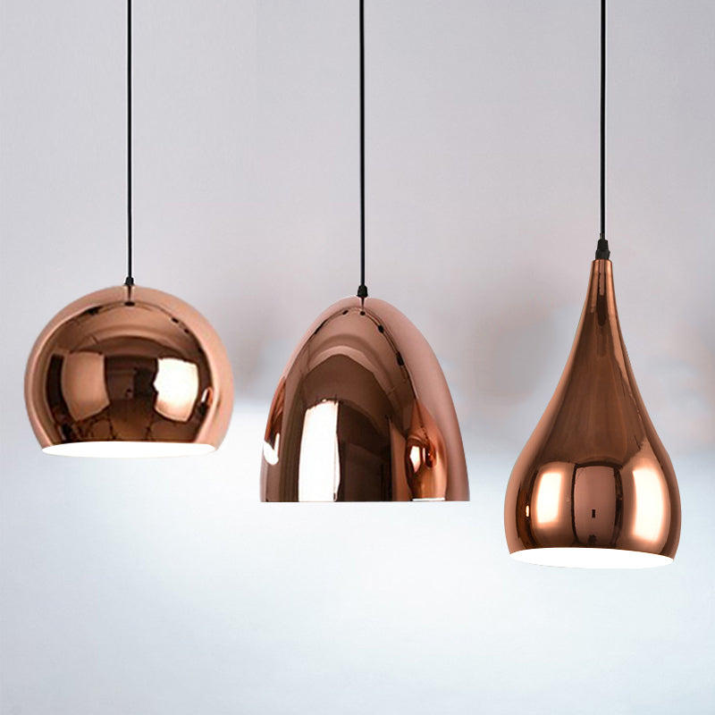 Shaded Dinning Room Pendant Ceiling Light Metal Nordic Hanging Ceiling Light in Rose-Gold