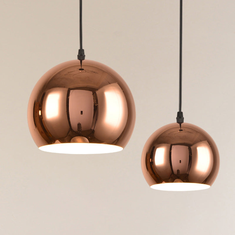 Shaded Dinning Room Pendant Ceiling Light Metal Nordic Hanging Ceiling Light in Rose-Gold
