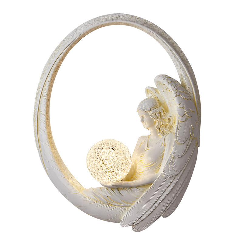 Resin Angel Wall Disconce Artística Luz de pared de 1 luces con sombra acrílica de pelota