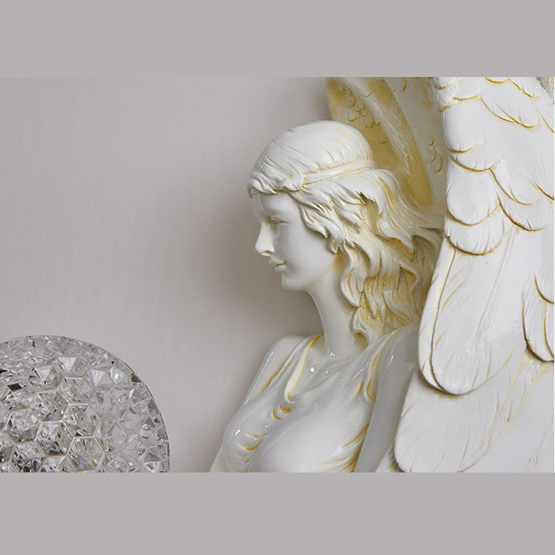 Resin Angel Wall Disconce Artística Luz de pared de 1 luces con sombra acrílica de pelota