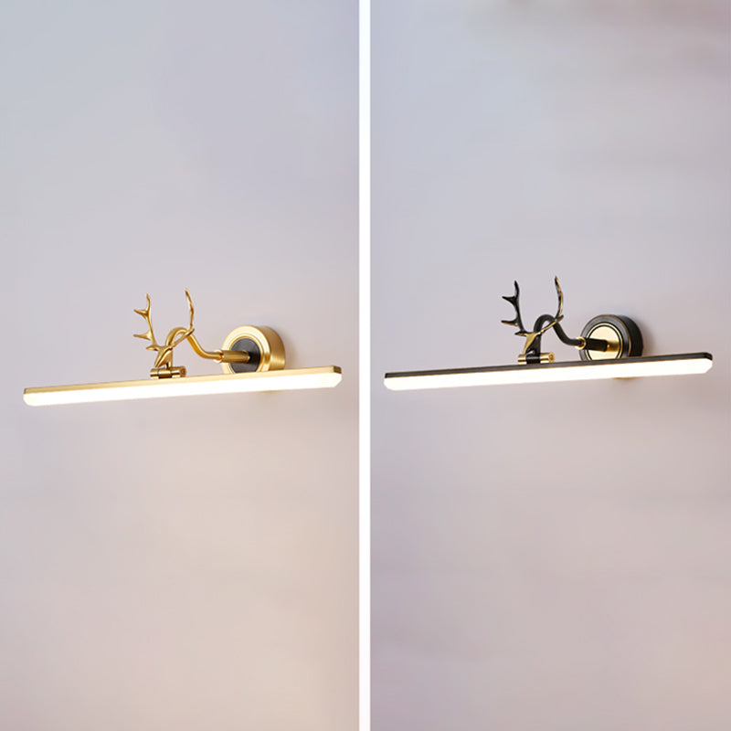 Elongated Vanity Wall Lights Vintage Simplicity Acrylic Wall Sconce with Antlers for Bathroom