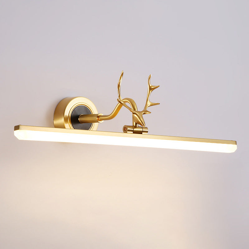 Elongated Vanity Wall Lights Vintage Simplicity Acrylic Wall Sconce with Antlers for Bathroom