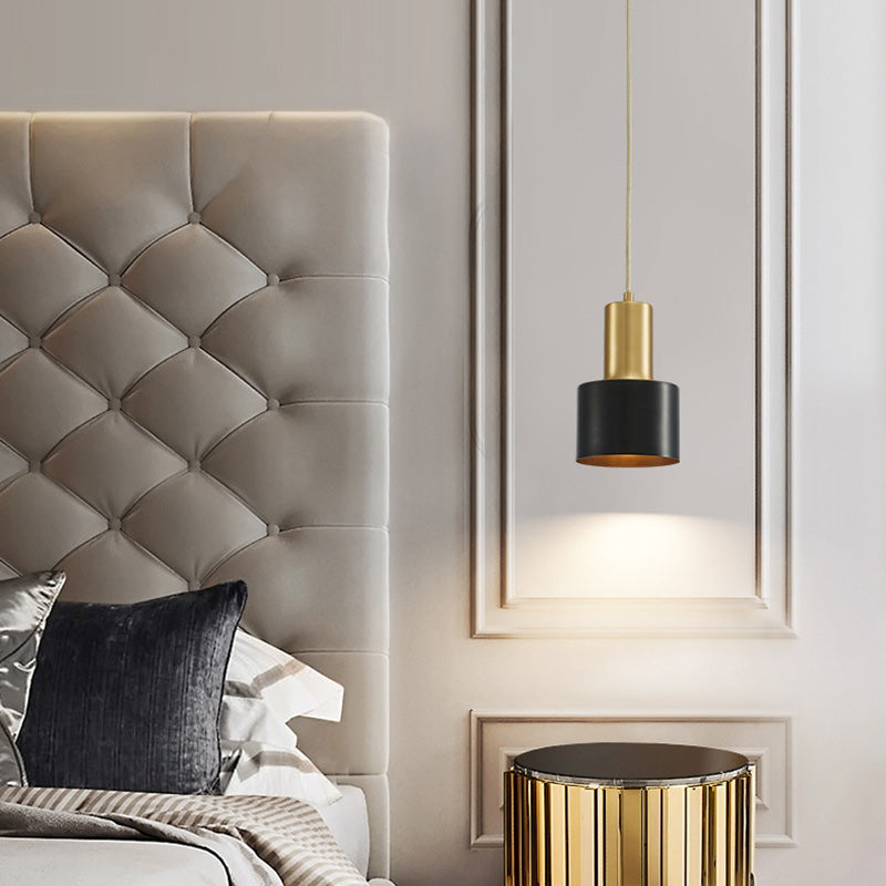 Cylinder Metal Hanging Ceiling Light Minimalist-Style Hanging Pendant Light for Bedroom