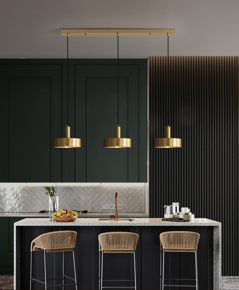 Simple Style Drum-Shaped Pendant Light Fixture Metal Bedroom Hanging Light Fixture