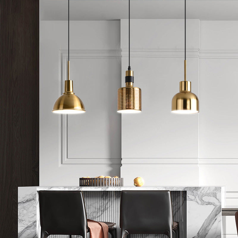 Post-modern Style Hanging Lamp Kit Simple Metal Bedroom Down Lighting Pendant in Gold