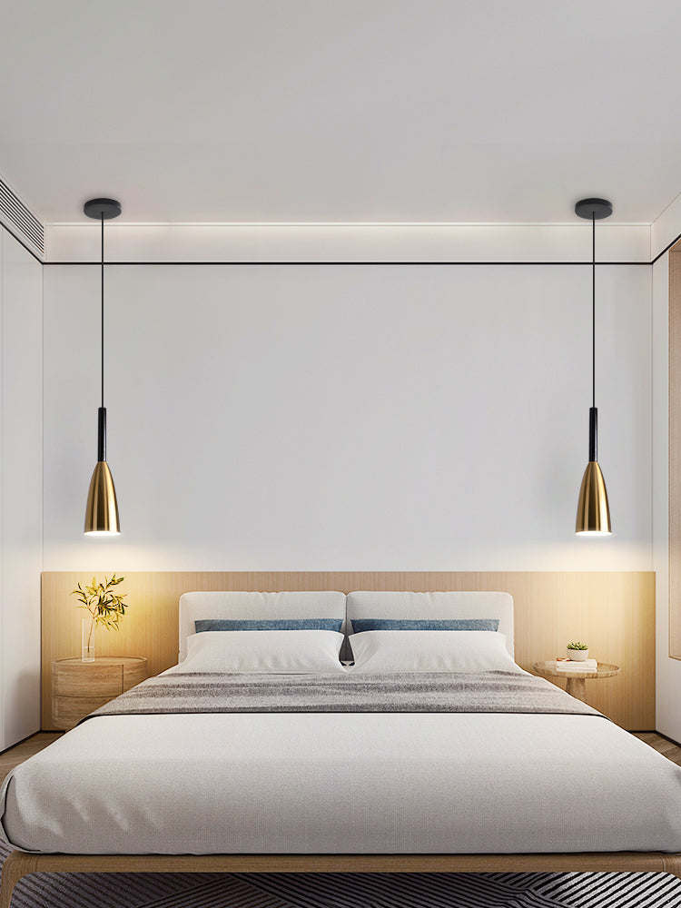 Post-modern Style Hanging Lamp Kit Simple Metal Bedroom Down Lighting Pendant in Gold