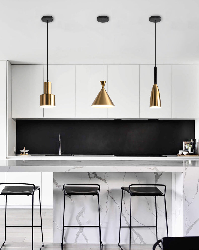 Post-modern Style Hanging Lamp Kit Simple Metal Bedroom Down Lighting Pendant in Gold