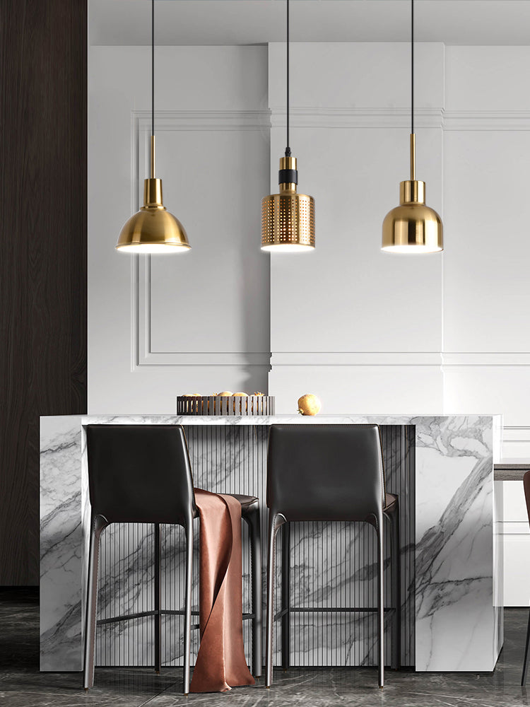 Post-modern Style Hanging Lamp Kit Simple Metal Bedroom Down Lighting Pendant in Gold