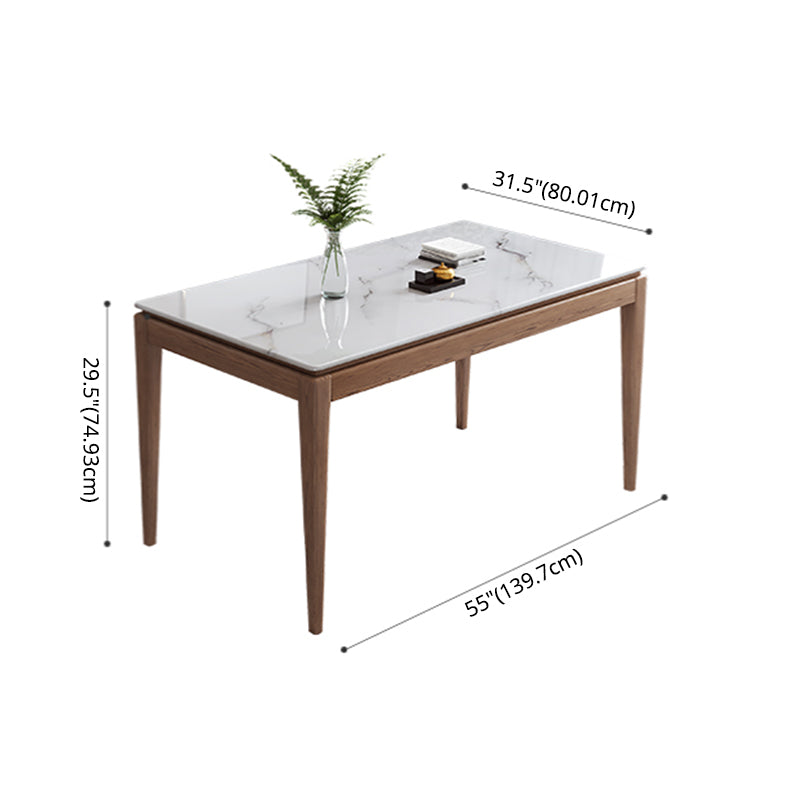 Modern Sintered Stone Standard Dining Set Rectangle Table White Dining Set With 4 Legs Base