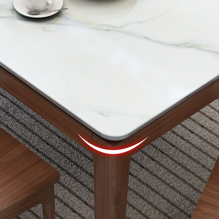 Scandinavian Solid Wood Base Dining Table Rectangle Formal Dinette Set for Home