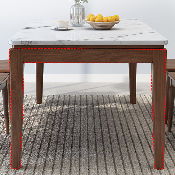 Scandinavian Solid Wood Base Dining Table Rectangle Formal Dinette Set for Home