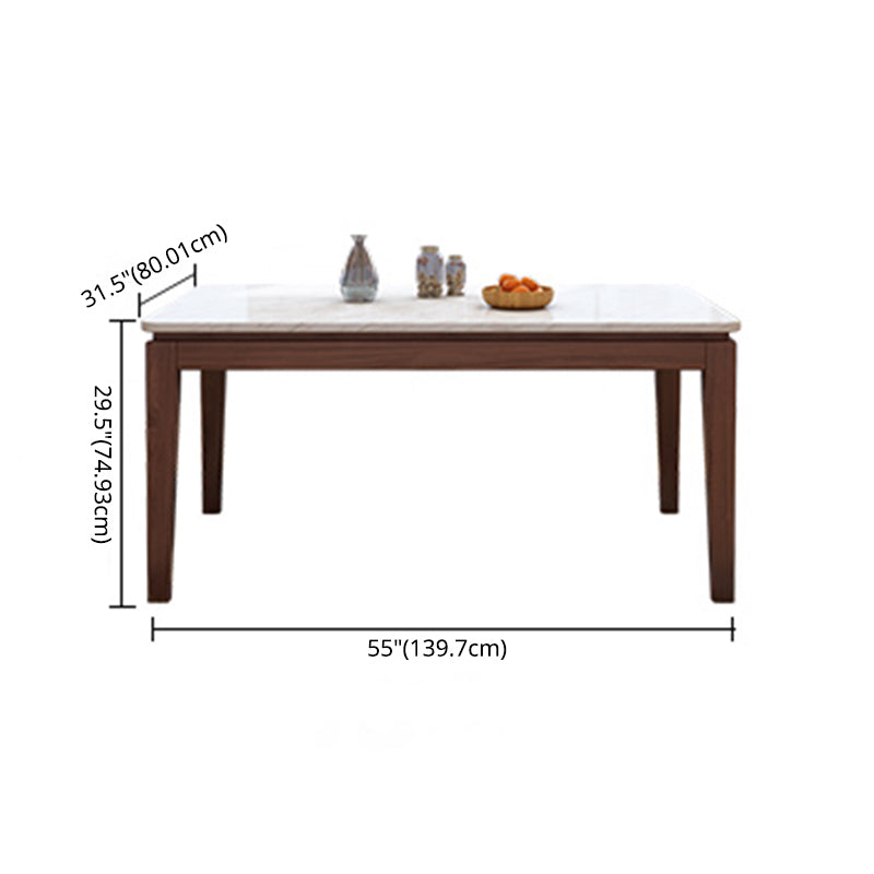 Scandinavian Solid Wood Base Dining Table Rectangle Formal Dinette Set for Home