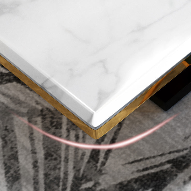 Modern Style Marble Table with White Table and Gold Trestle Base for Home Use