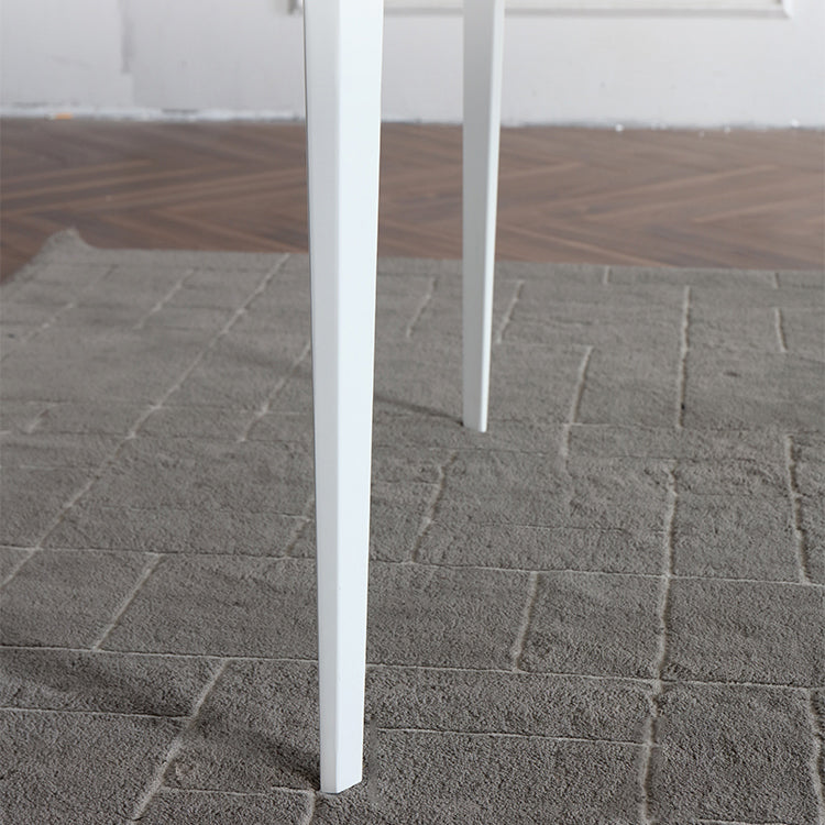 Modern Sintered Stone White Dining Set with Rectangle Tabale and Metal Base Dining Room Set