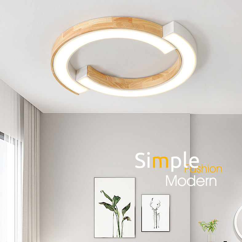 Luminaria de techo empalmada LED geométrica empotrada con arte de madera para sala de estar