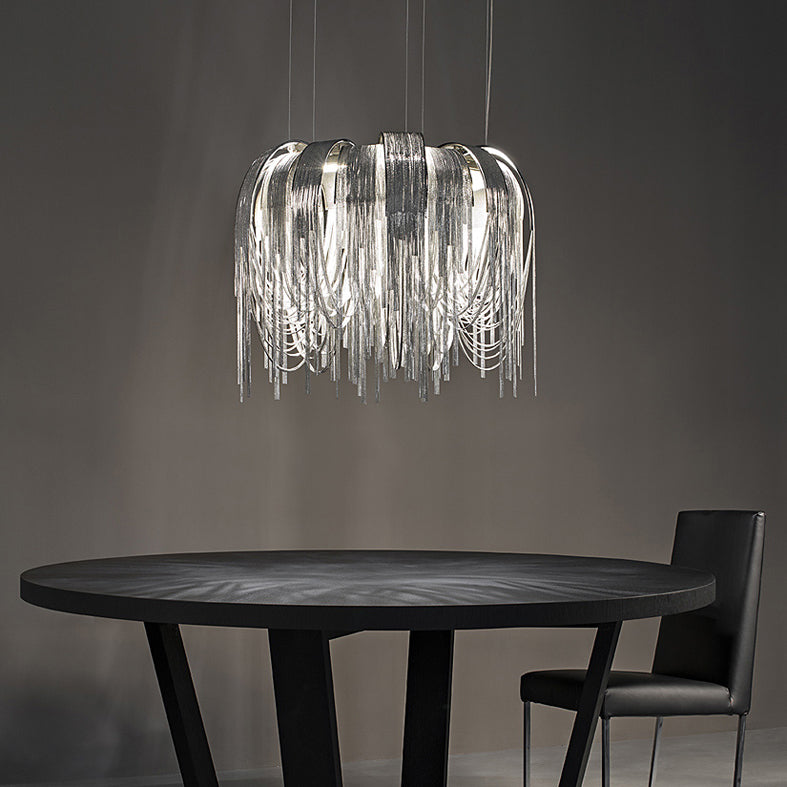 Chain Hanging Pendant Light Tassel Metal Chandelier Light for Dining Room Living Room