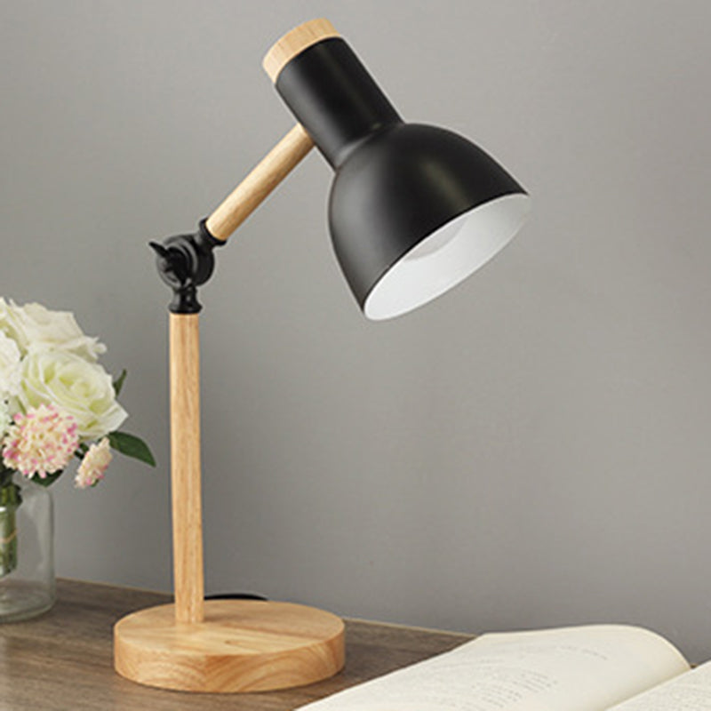 Wooden Dome Table Lamp in Modern Minimalist Style Wrought Iron Macaron Table Light for Bedroom