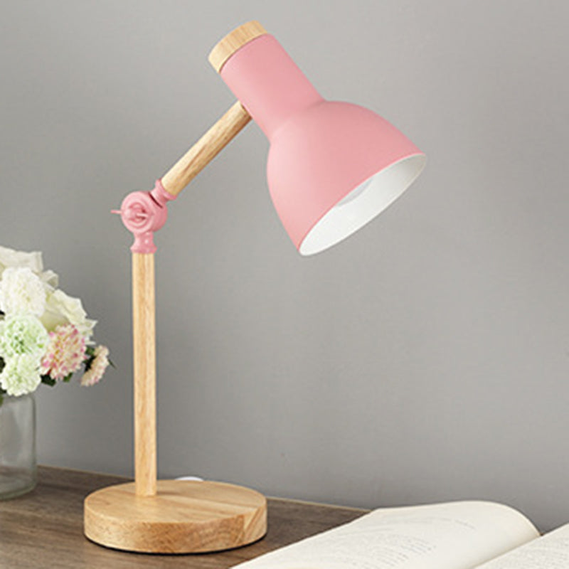 Wooden Dome Table Lamp in Modern Minimalist Style Wrought Iron Macaron Table Light for Bedroom
