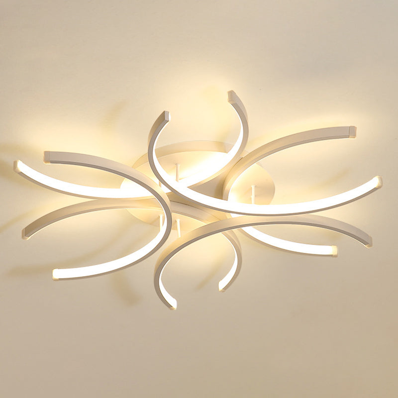 White Linear LED Ceiling Light in Modern Concise Style Aluminium Indoor Flush Mount for Living Room