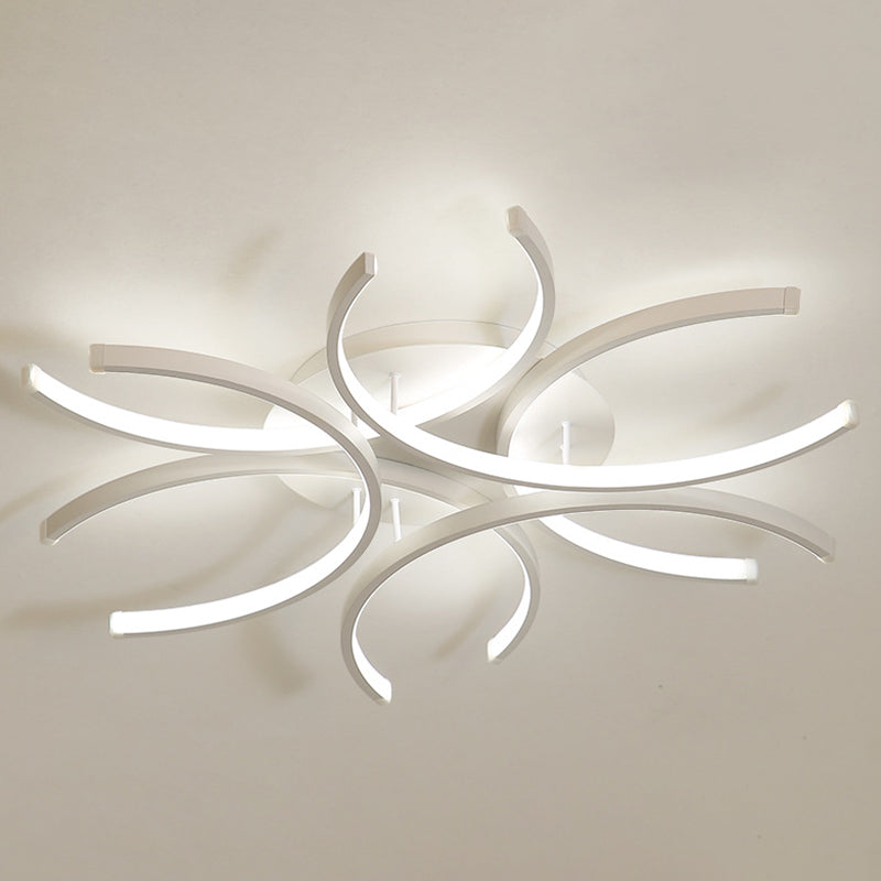 White Linear LED Ceiling Light in Modern Concise Style Aluminium Indoor Flush Mount for Living Room