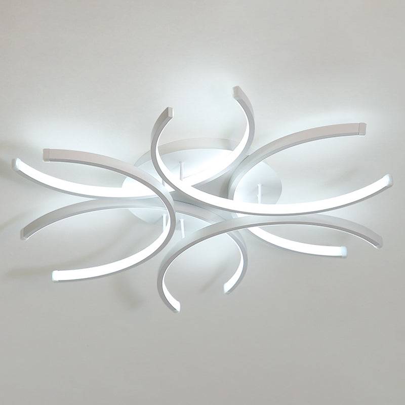 White Linear LED Ceiling Light in Modern Concise Style Aluminium Indoor Flush Mount for Living Room