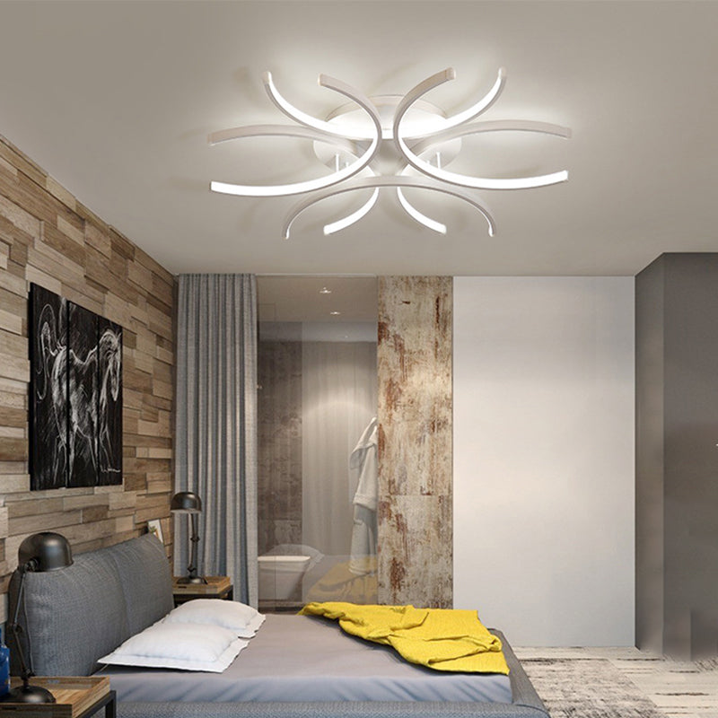 White Linear LED Ceiling Light in Modern Concise Style Aluminium Indoor Flush Mount for Living Room
