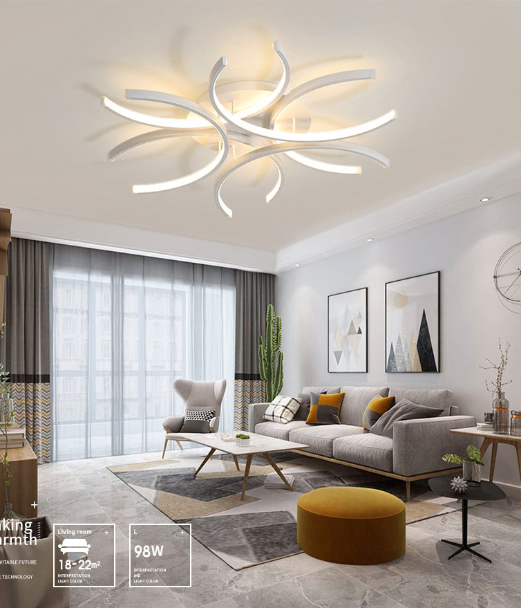 White Linear LED Ceiling Light in Modern Concise Style Aluminium Indoor Flush Mount for Living Room