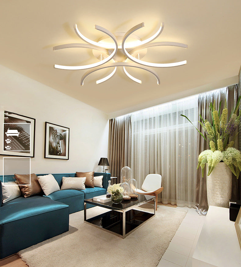 White Linear LED Ceiling Light in Modern Concise Style Aluminium Indoor Flush Mount for Living Room
