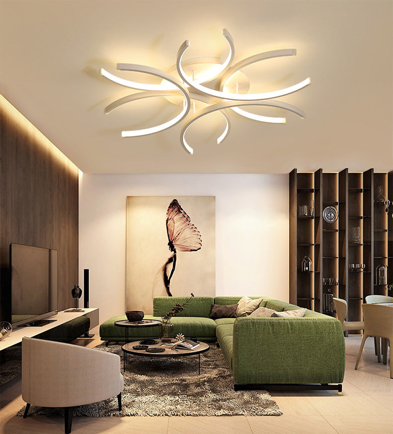 White Linear LED Ceiling Light in Modern Concise Style Aluminium Indoor Flush Mount for Living Room