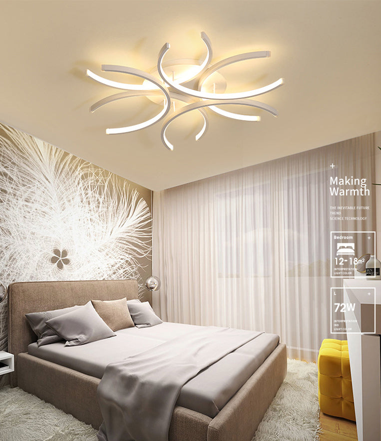 White Linear LED Ceiling Light in Modern Concise Style Aluminium Indoor Flush Mount for Living Room
