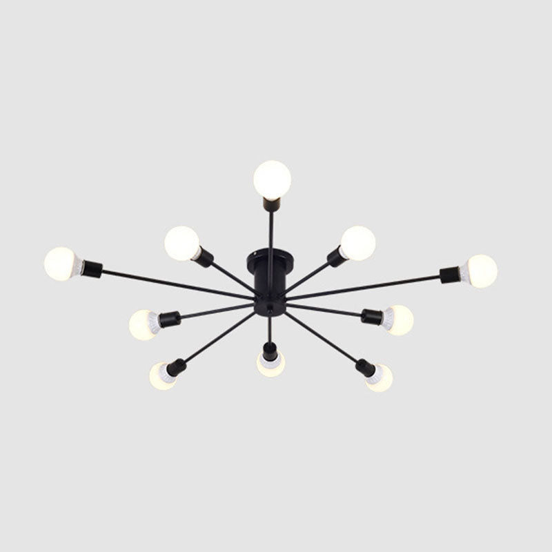 Black Sputnik Flush Mount Industrial Metal Semi Ceiling Light Fixture for Living Room
