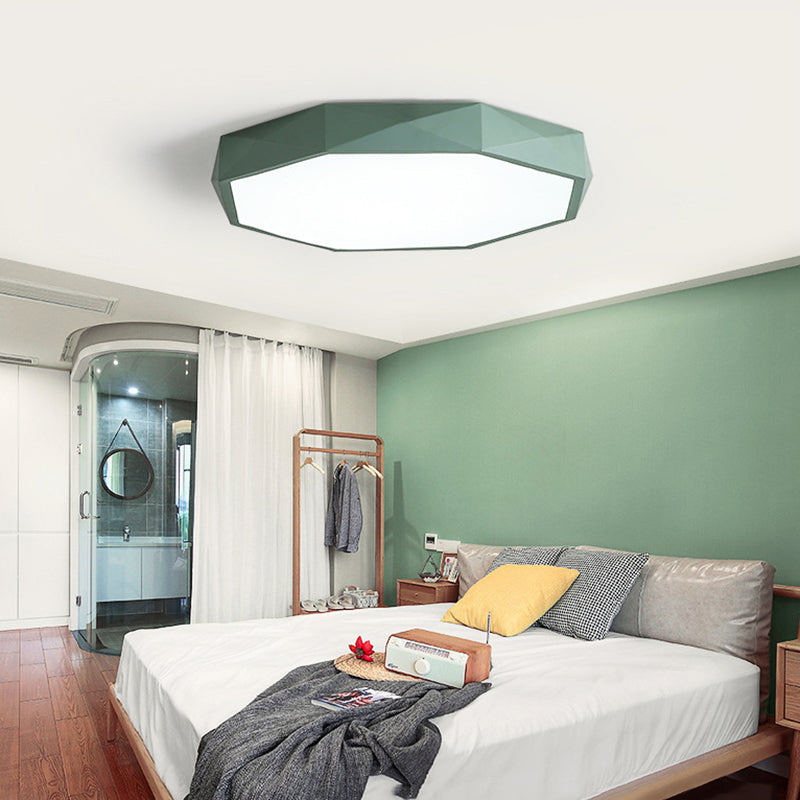 Acrylic Octagon Flush Ceiling Lighting Fixtures Modern Style 1-Light Flush Mount Light