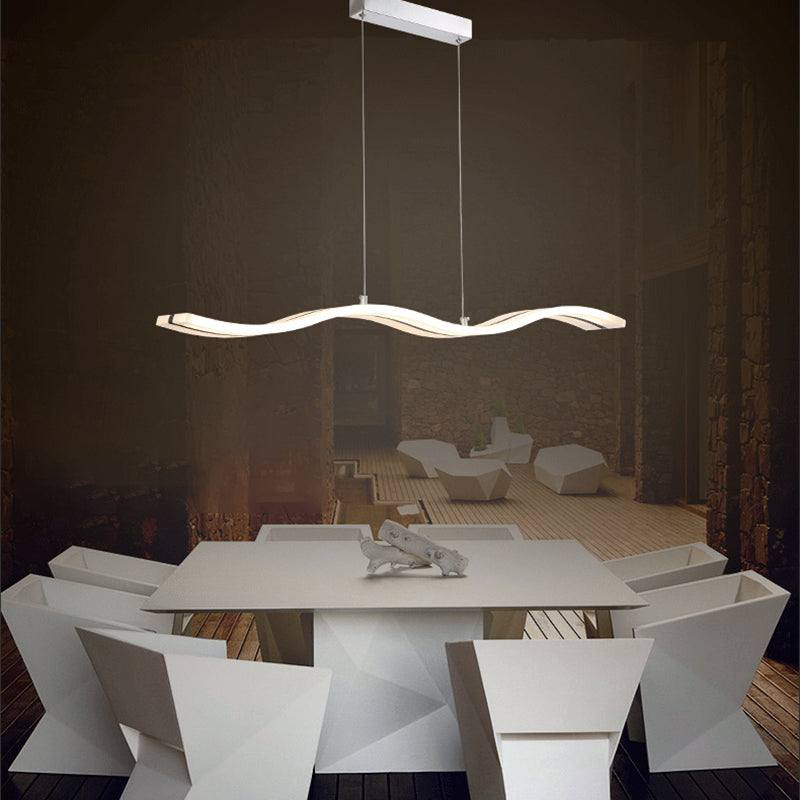 Acryl weiße LED-Insellicht im modernen präzisen Stil Edelstahl-Anhänger Licht für Esszimmer