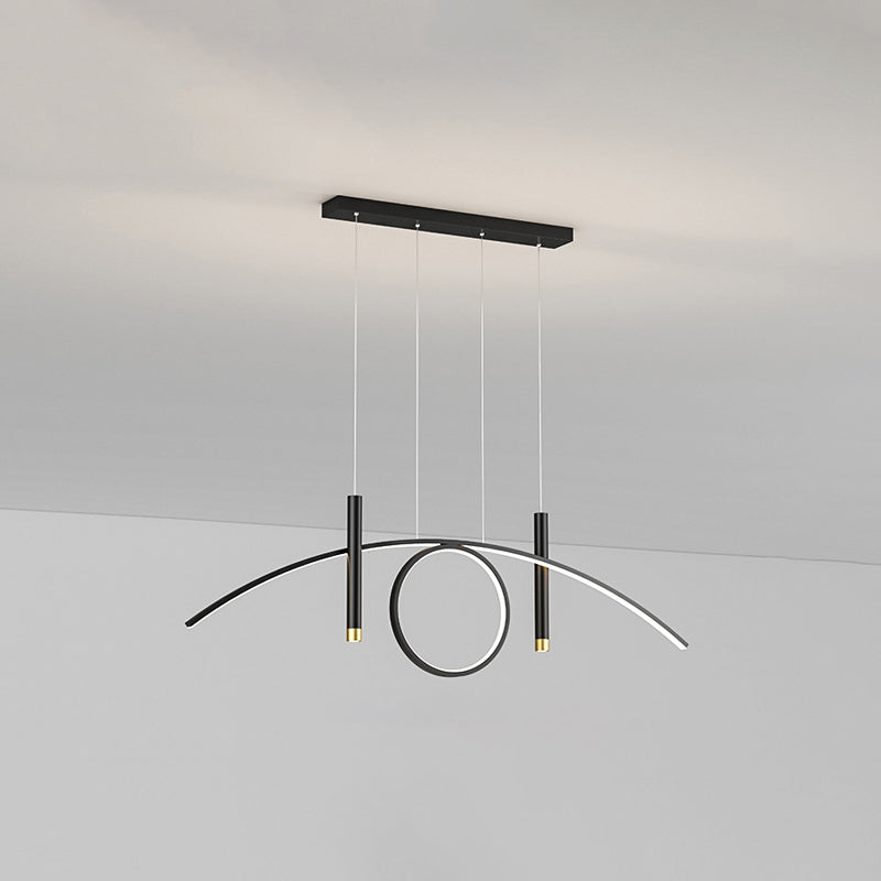 Acryl lineair LED -eilandlicht in modern beknopte stijl smeedijzeren hanglamp voor eetkamer