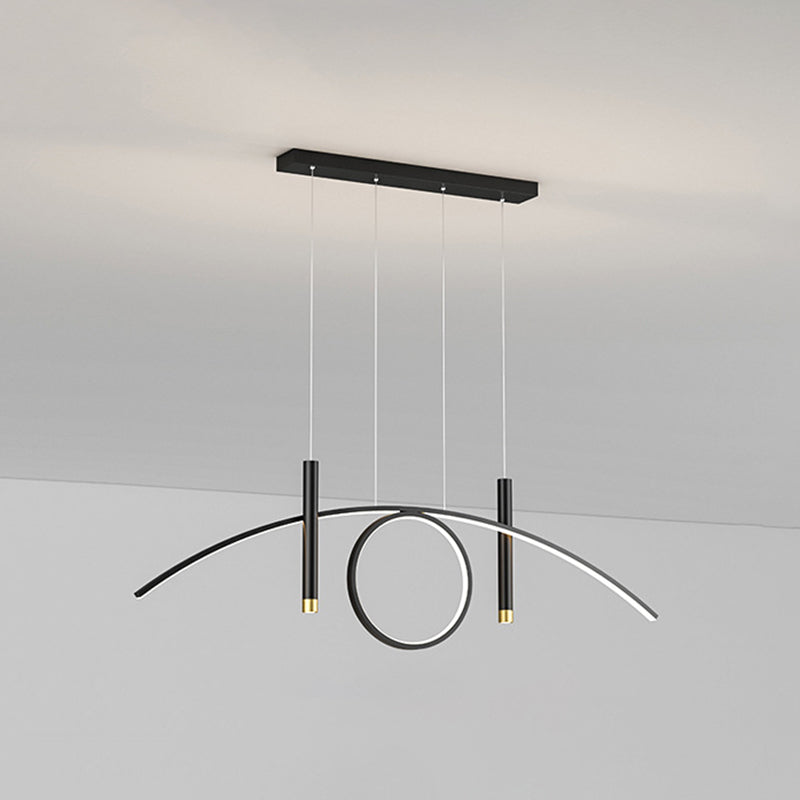 Acrylic Linear LED Island Light in Modern Concise Style Wrought Iron Pendant Light for Dining Room