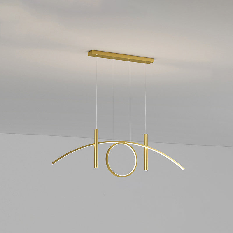 Acrylic Linear LED Island Light in Modern Concise Style Wrought Iron Pendant Light for Dining Room
