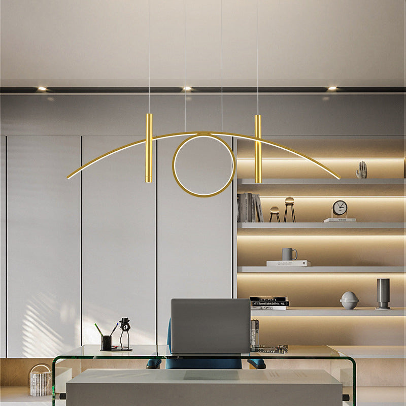 Acrylic Linear LED Island Light in Modern Concise Style Wrought Iron Pendant Light for Dining Room