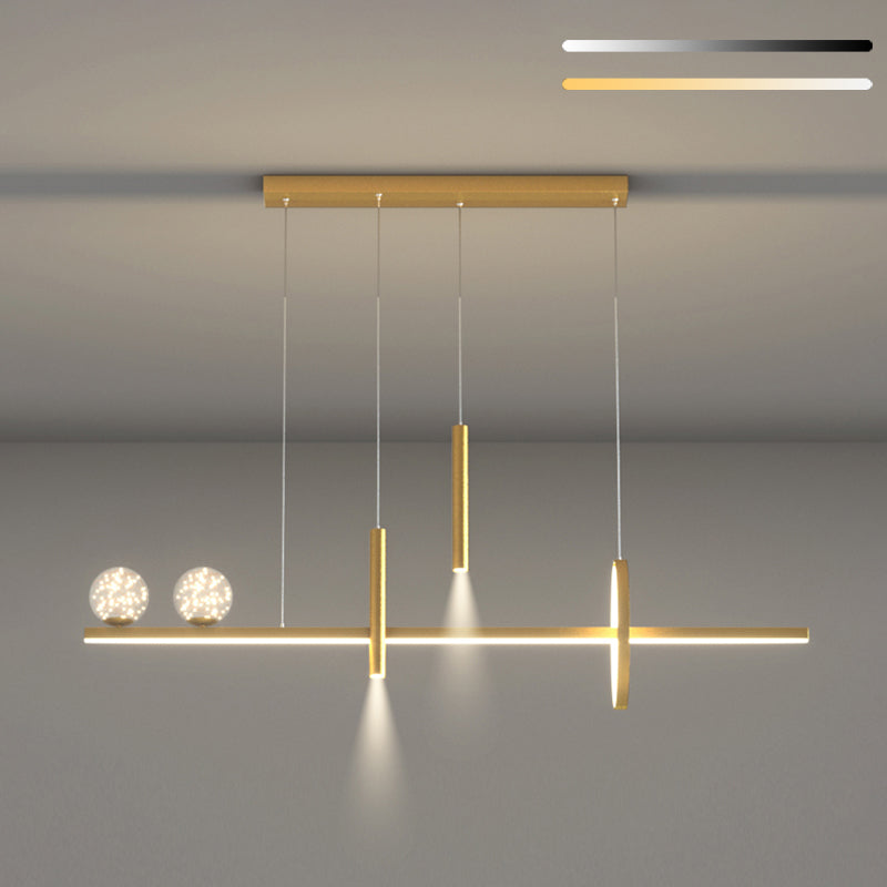 Modern Chandelier Linear Clear Glass Island Chandelier Lights for Dining Room