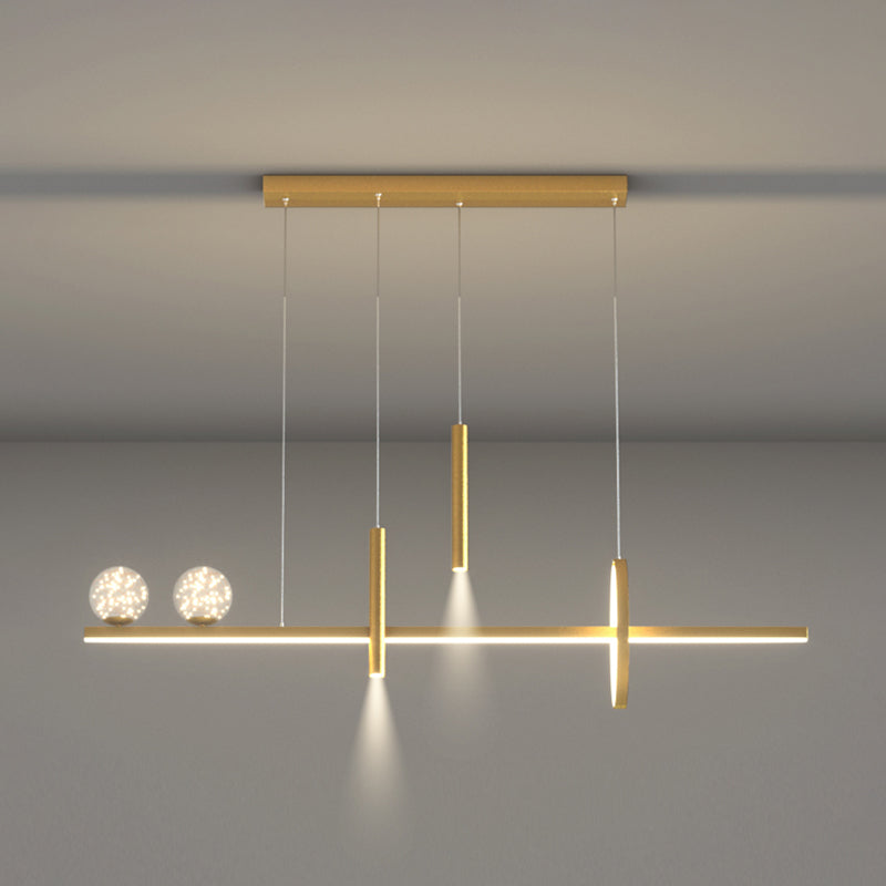 Modern Chandelier Linear Clear Glass Island Chandelier Lights for Dining Room